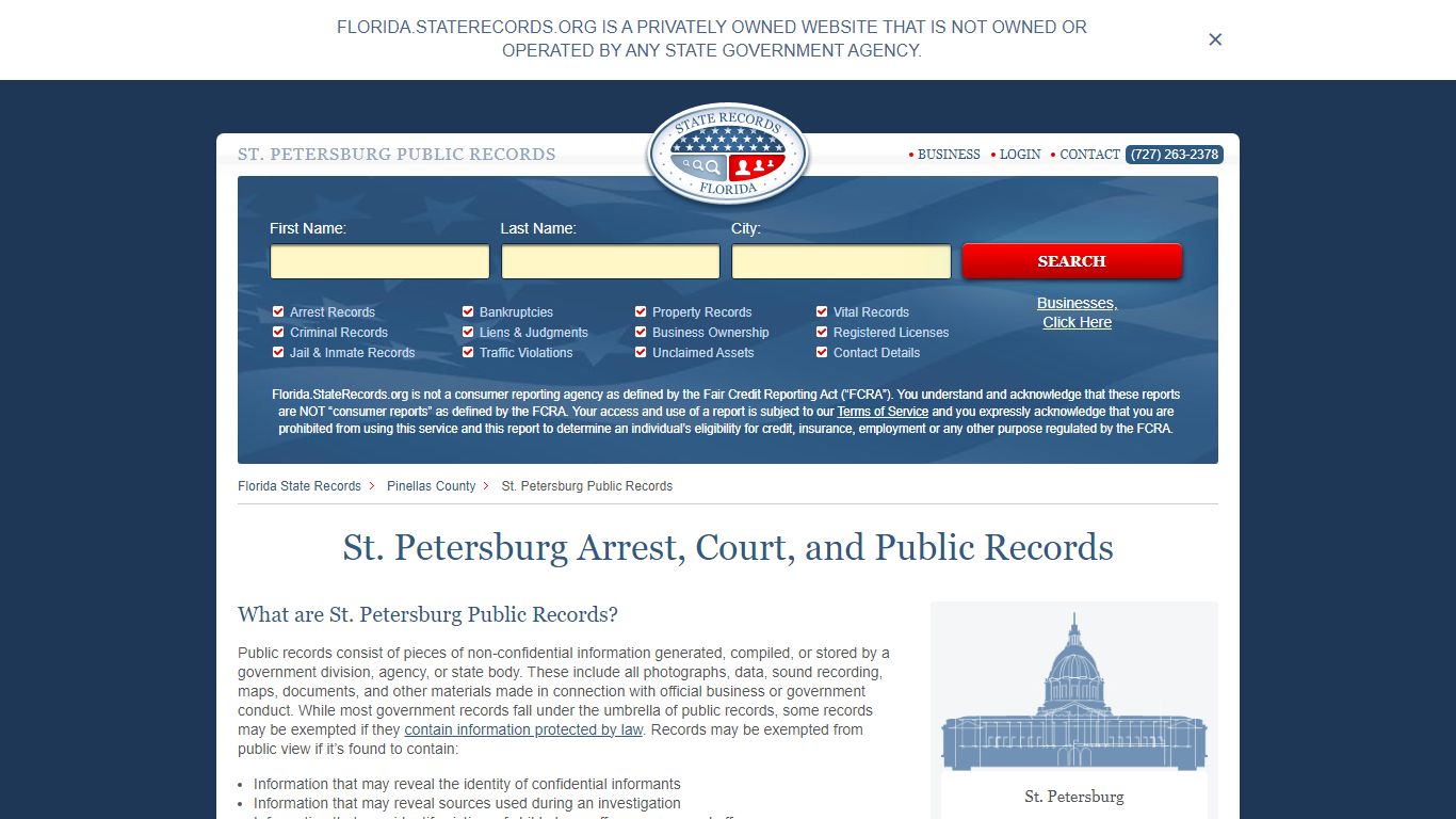 St. Petersburg Arrest, Court, and Public Records